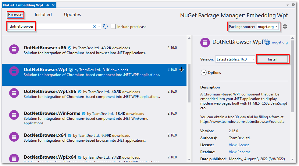Wpf package